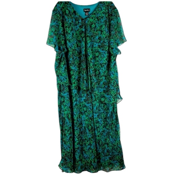 Maggie Barnes maxi length flutter sleeve dress Sz 34W - Picture 1 of 11